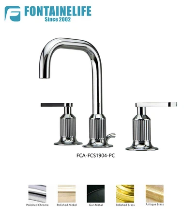 ก๊อกอ่างล้างหน้า 3 หลุมแบบกำหนดเองพร้อมพวยกาสูง